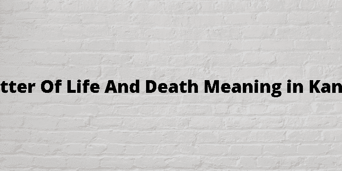 a matter of life and death