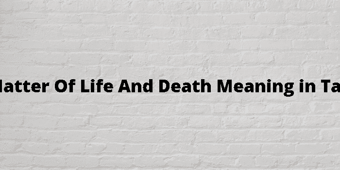 a matter of life and death