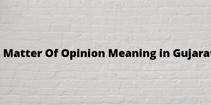 a matter of opinion