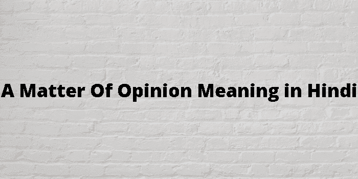a matter of opinion