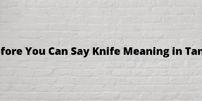 before you can say knife