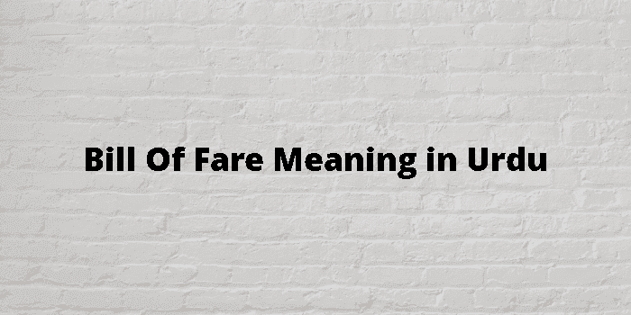 bill of fare