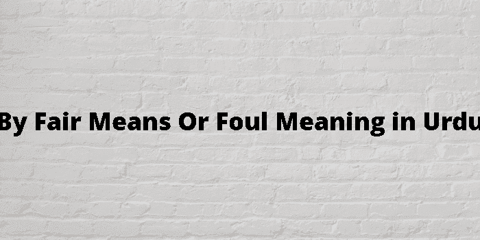 by fair means or foul