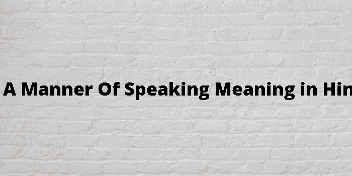 in a manner of speaking