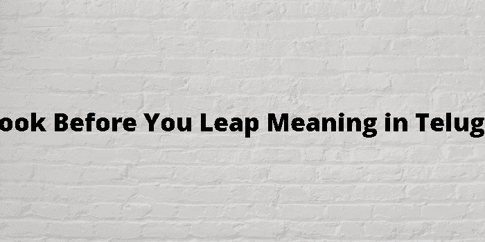 look before you leap