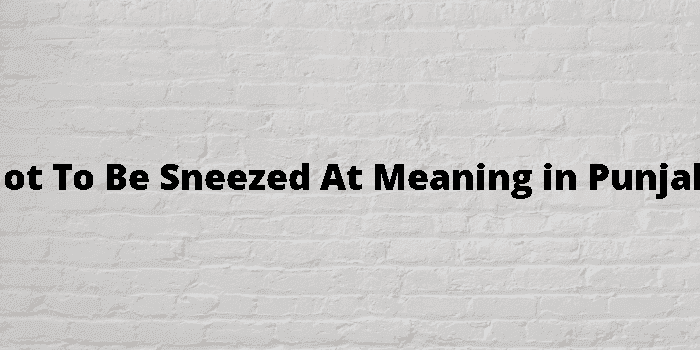 not to be sneezed at