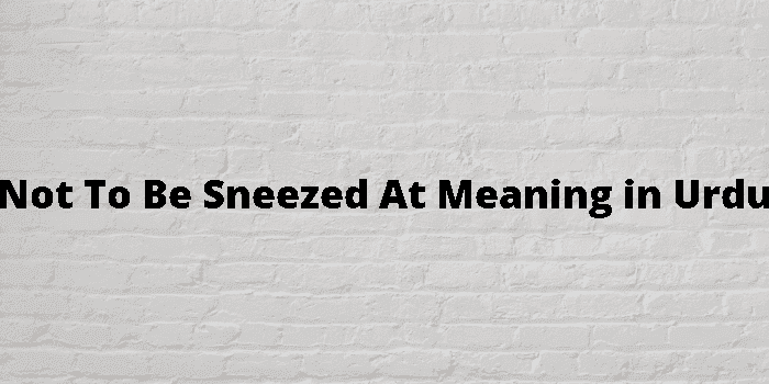 not to be sneezed at