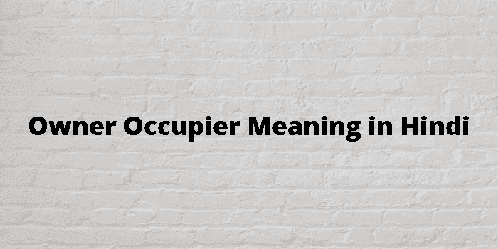 owner occupier