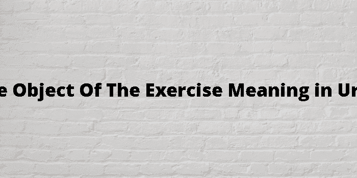 the object of the exercise