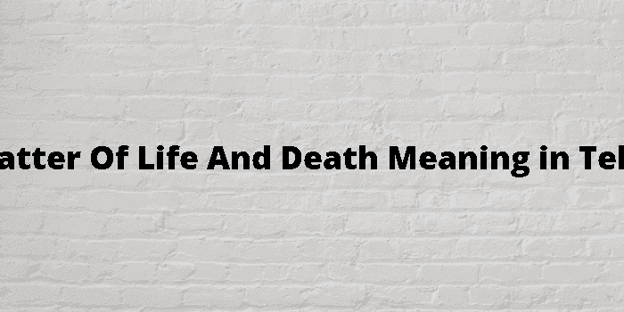 a matter of life and death