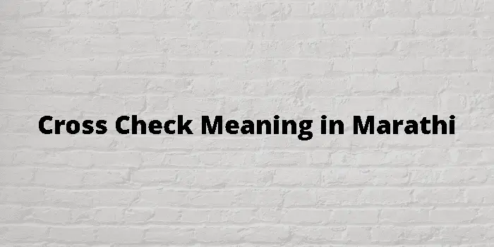 Cross Check Meaning In Marathi - मराठी अर्थ